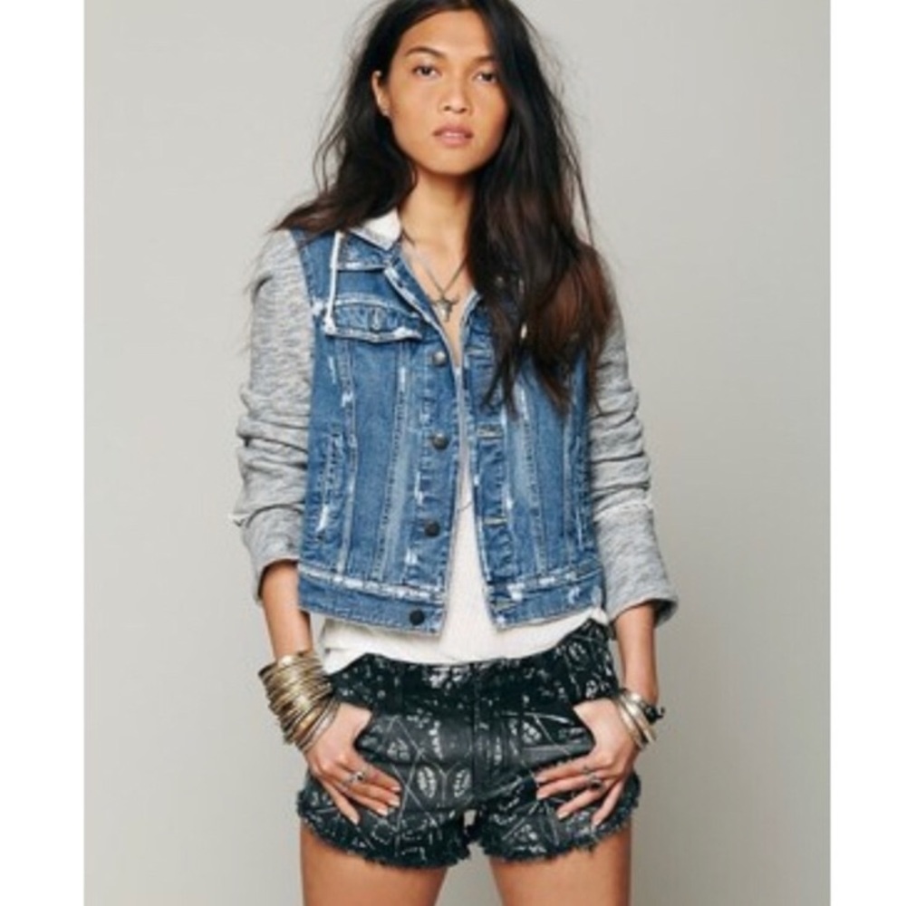 Free People Distressed Denim Jacket